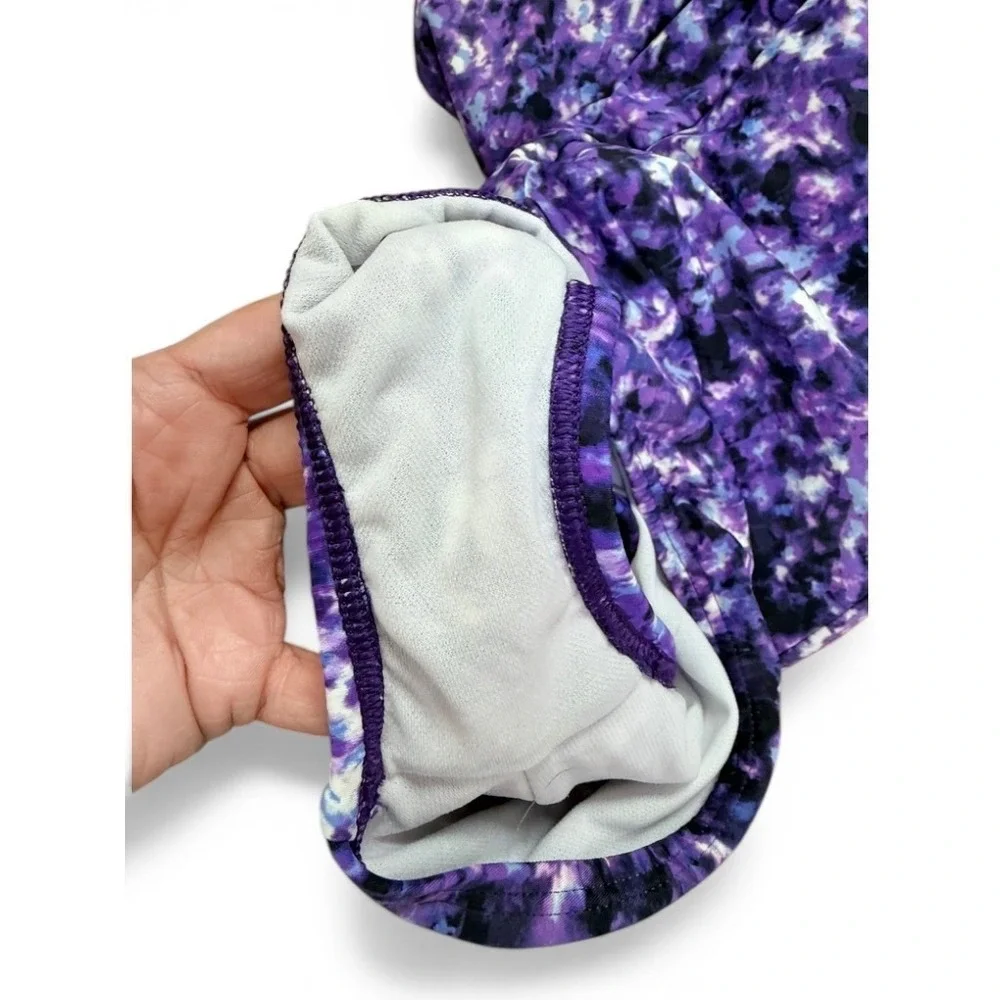 Speedo One Piece Swimsuit Womens Size 12 Purple Abstract Racerback Athletic Swim